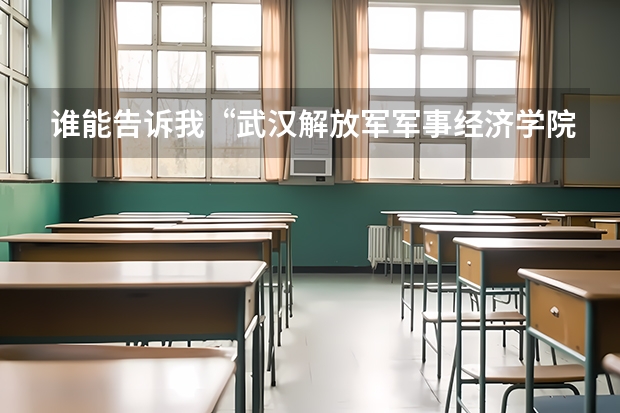 谁能告诉我“武汉解放军军事经济学院”怎么样啊?越具体越好